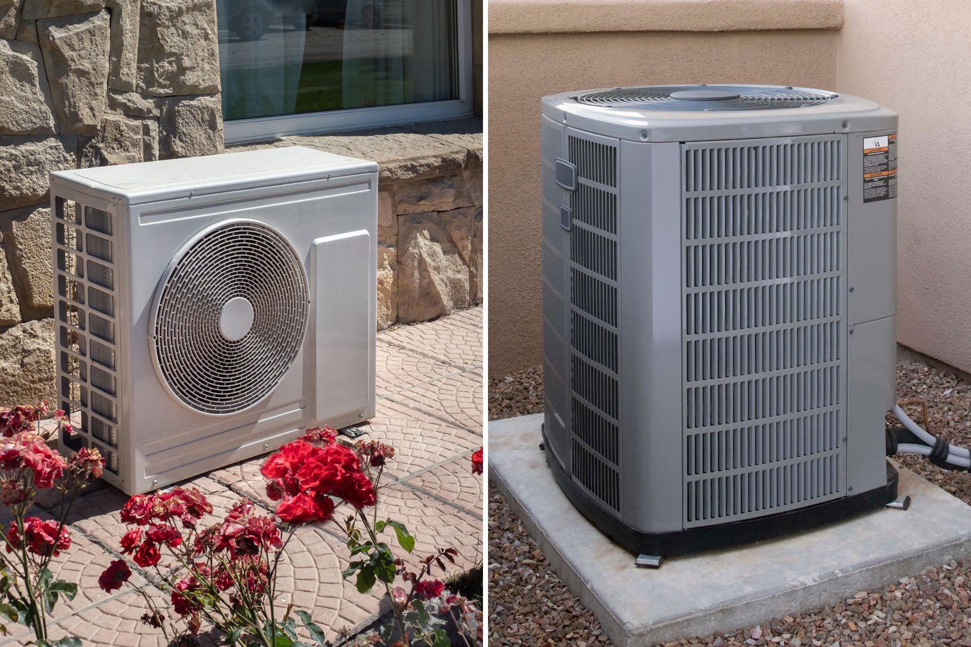 A Collage Of An Air-Source Heat Pump And A Central Air Conditioning System - LG Home Comfort