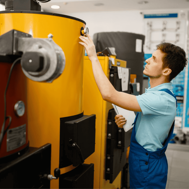 Technician performing regular maintenance to extend the lifespan of a furnace in Kitchener - LG Home Comfort