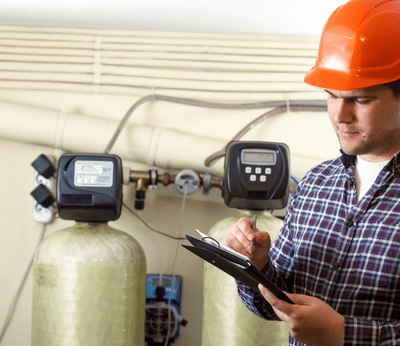 Technician installing water purification system in Ayr, ON home - LG Home Comfort