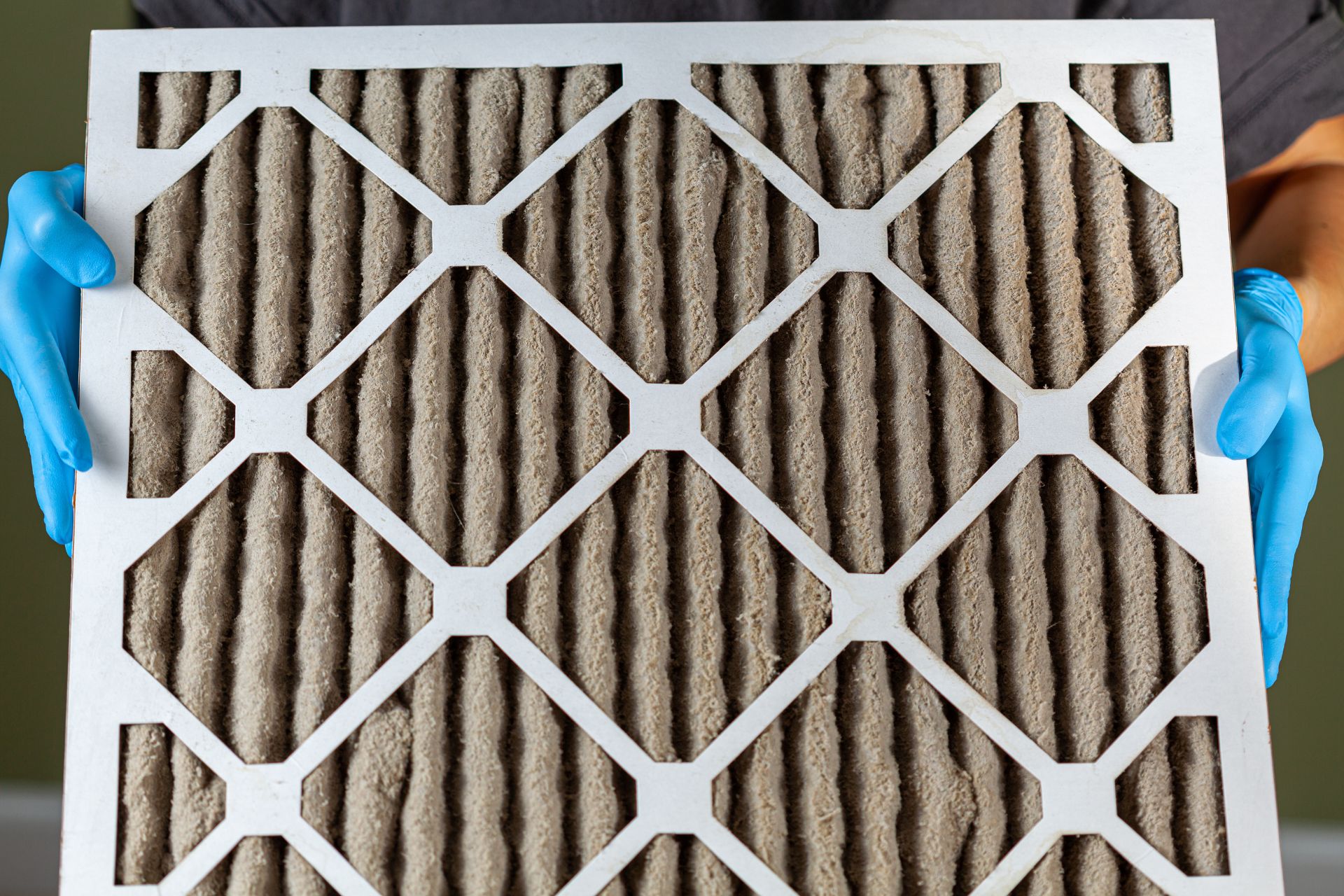 A clogged and dirty HVAC filter