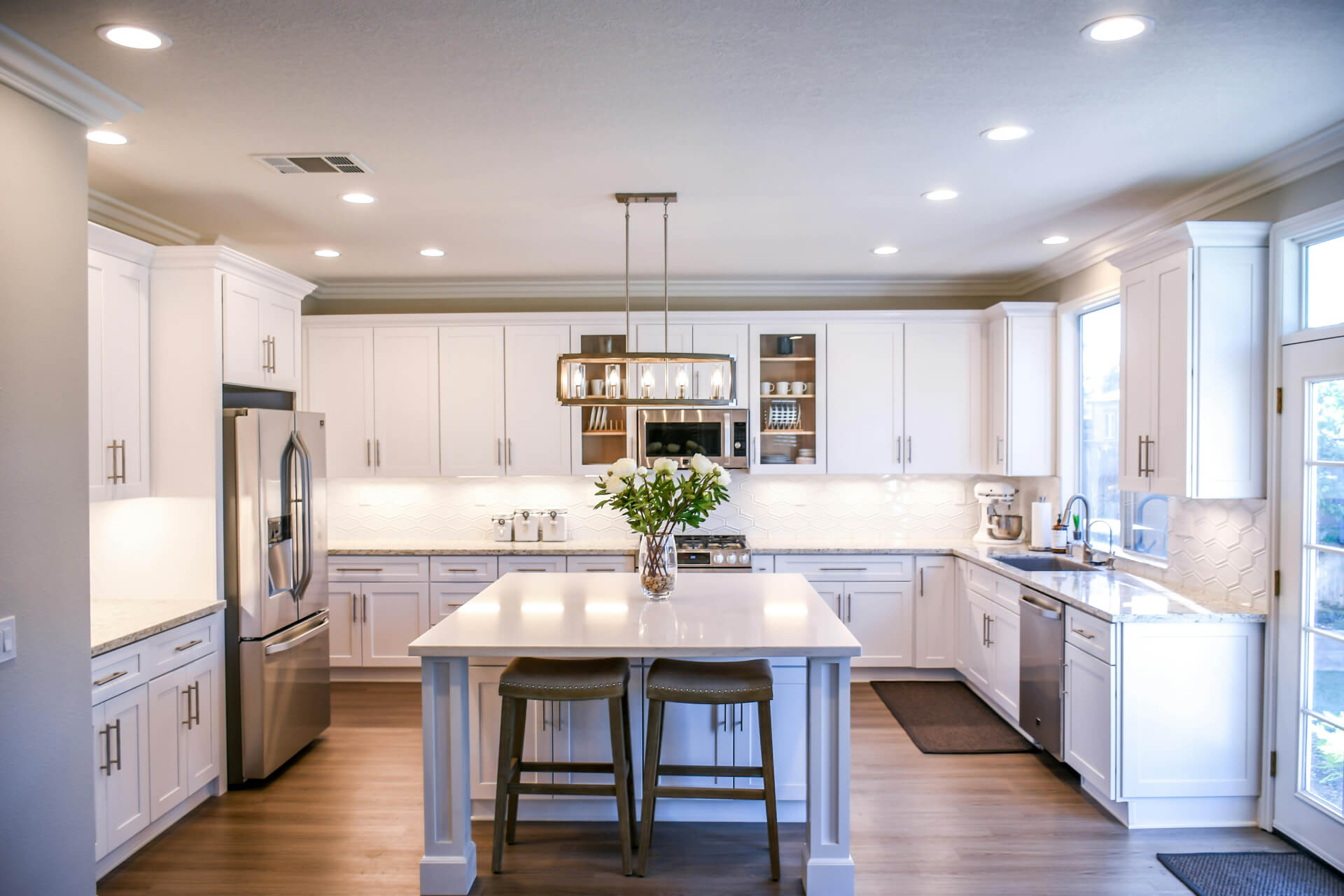 A kitchen in the interior of a house for sale