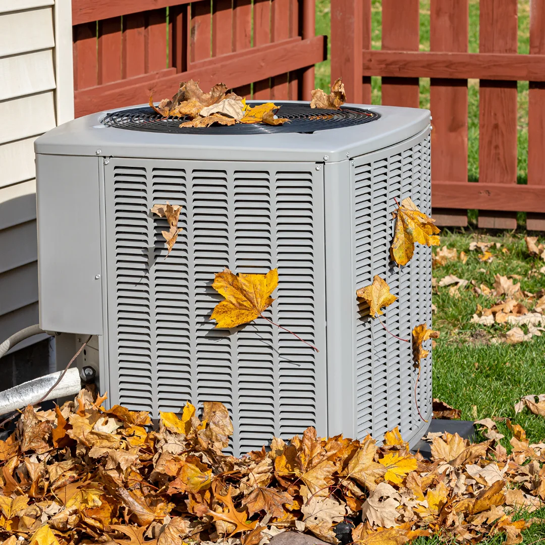 Outdoor unit covers in leaves