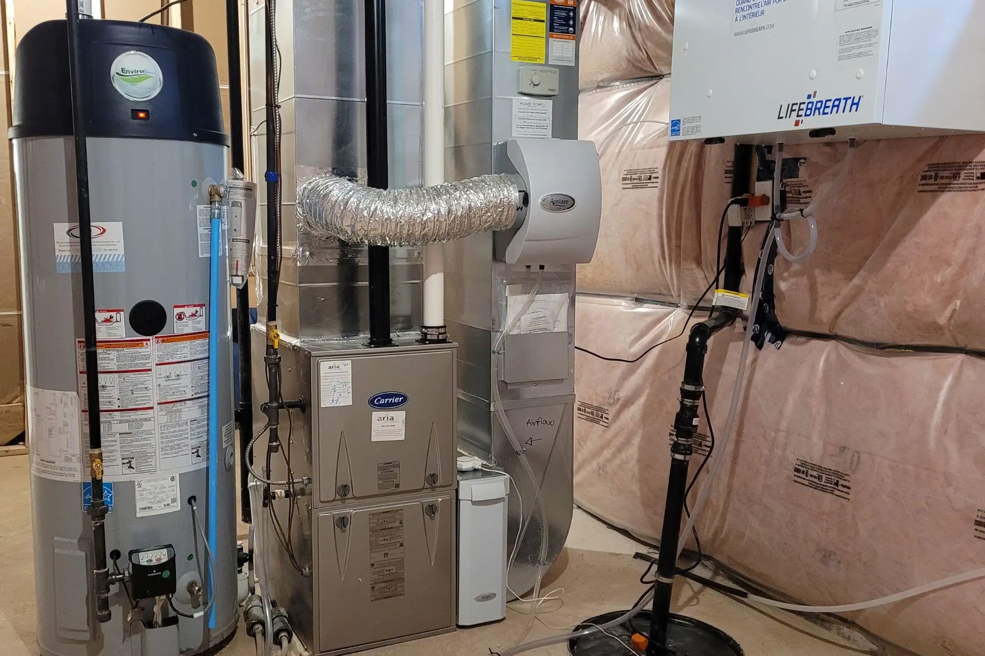 HVAC and water heating setup in residential space