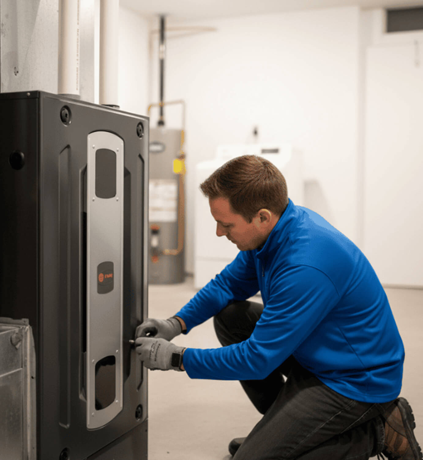 HVAC system inspection and repair by LG Home Comfort technician