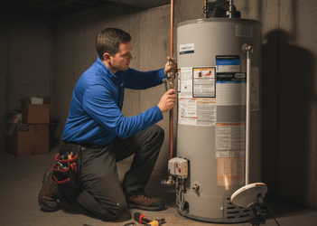 Routine water heater maintenance in Chatham